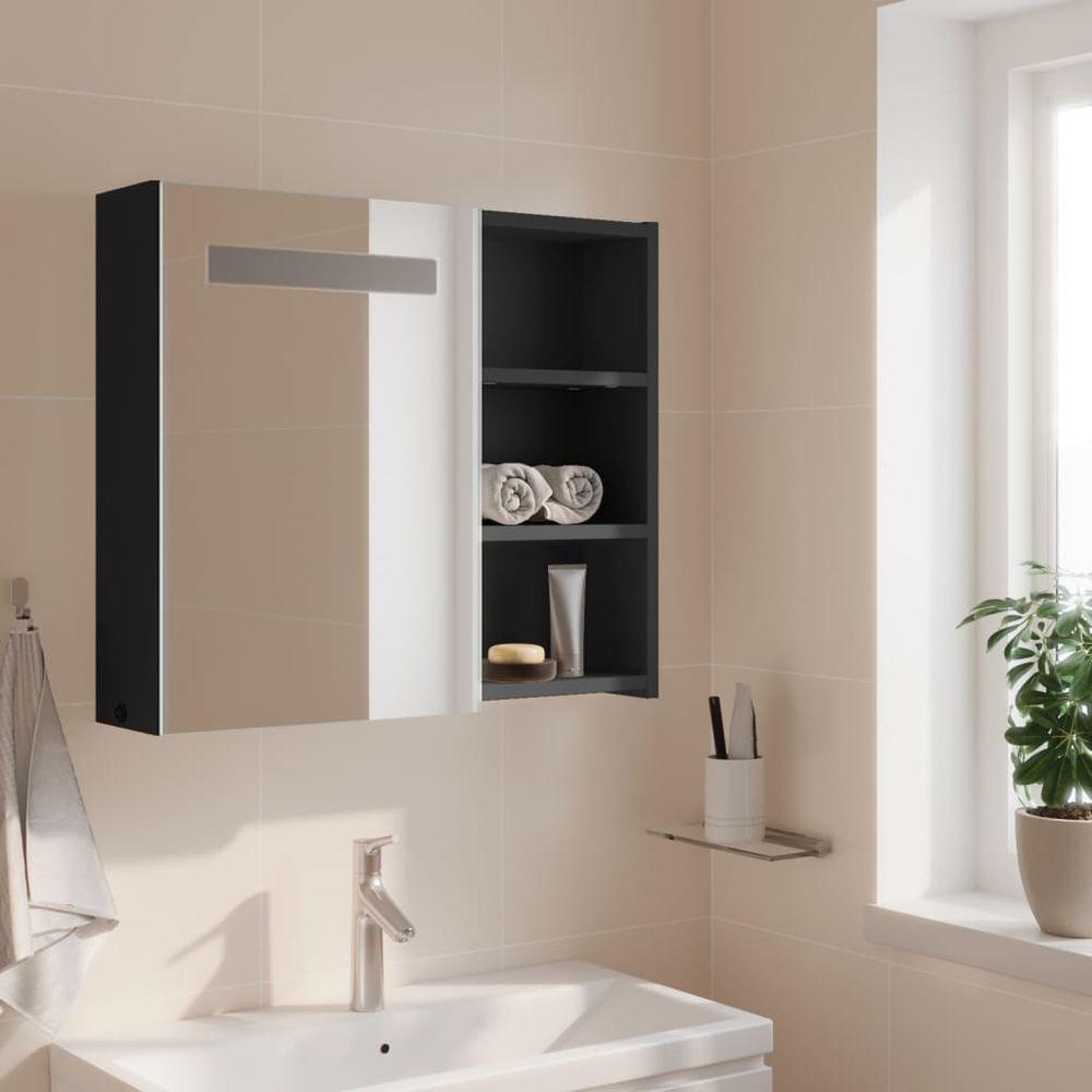 vidaXL Bathroom Mirror Cabinet with LED Light Grey 60x13x52 cm vidaXL