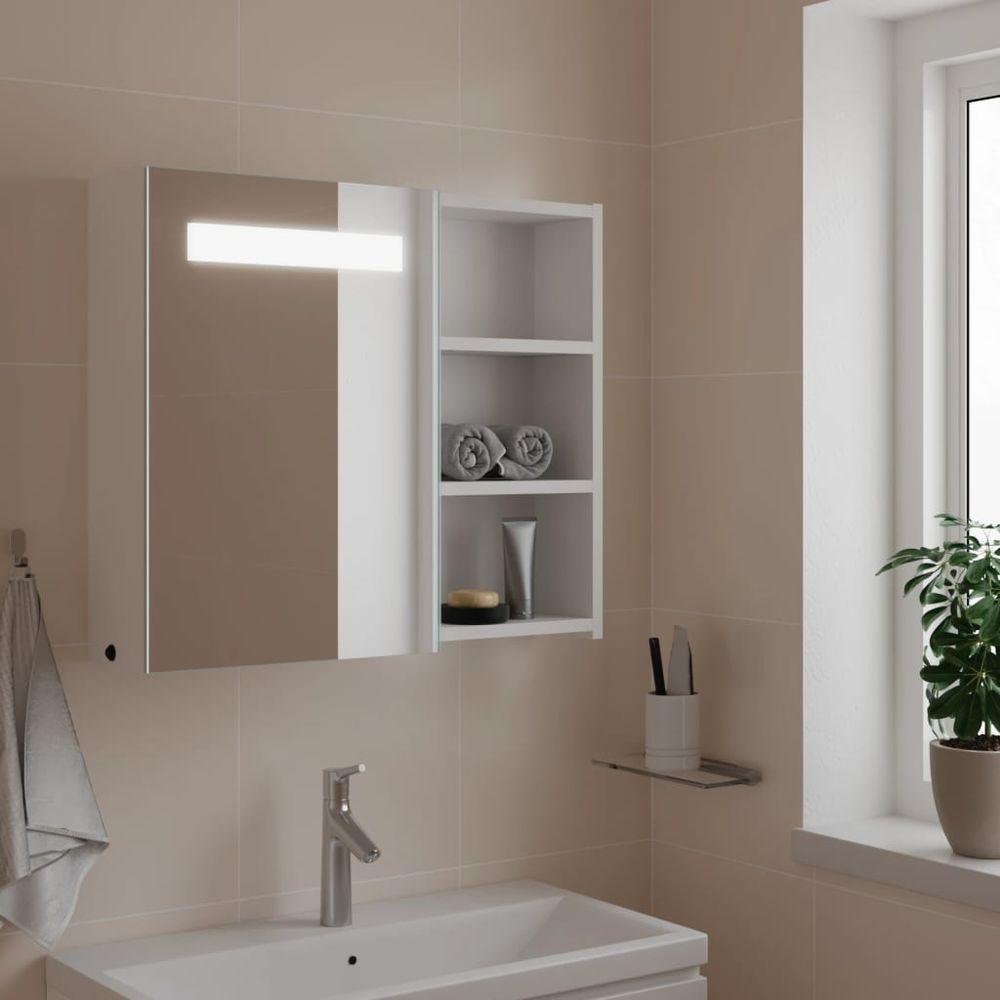 vidaXL Bathroom Mirror Cabinet with LED Light White 60x13x52 cm vidaXL