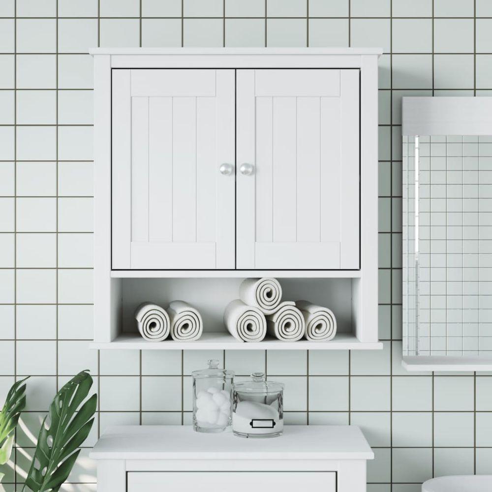 vidaXL Bathroom Wall Cabinet BERG White 69.5x27x71.5 cm Solid Wood vidaXL