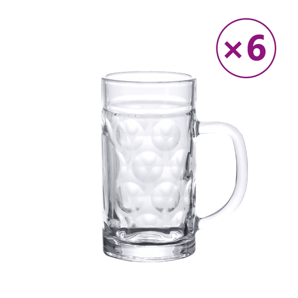 vidaXL Beer Mugs with Handle Glass 6 pcs 500 ml vidaXL