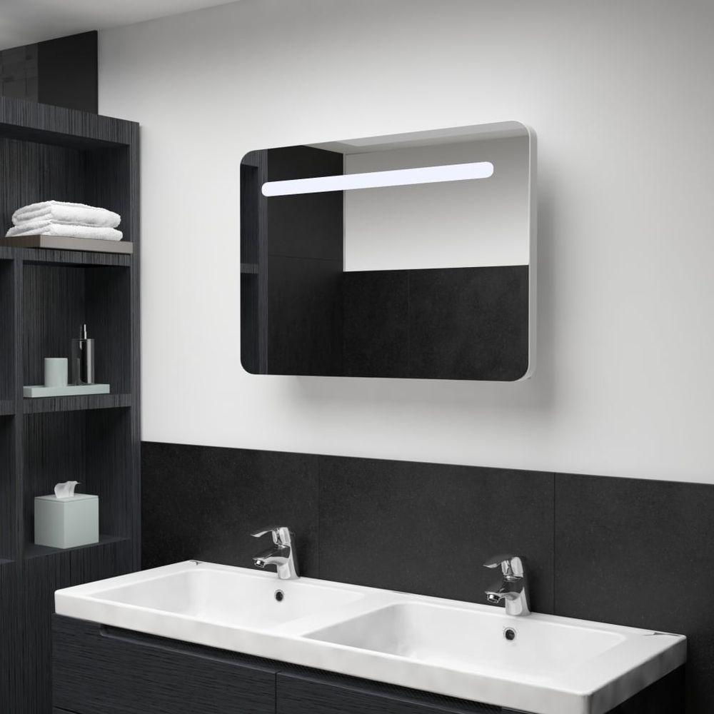 vidaXL LED Bathroom Mirror Cabinet 80x9.5x55 cm vidaXL