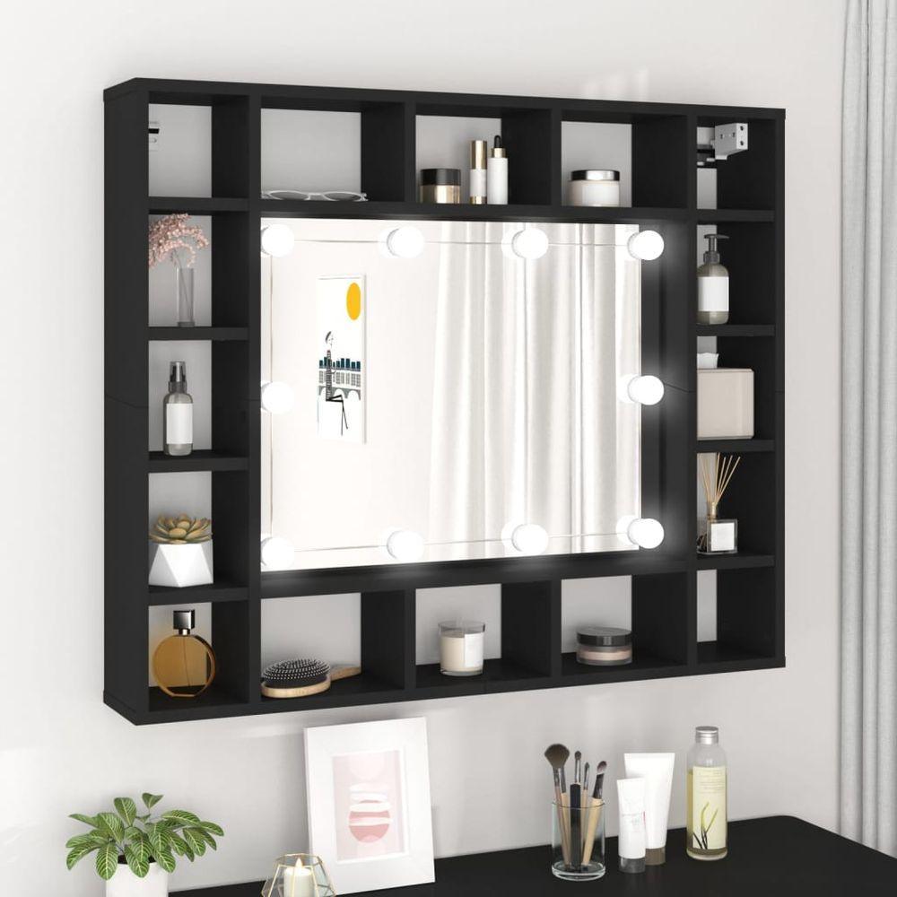 vidaXL LED Mirror Cabinet Black 91x15x76.5 cm black 1 vidaXL