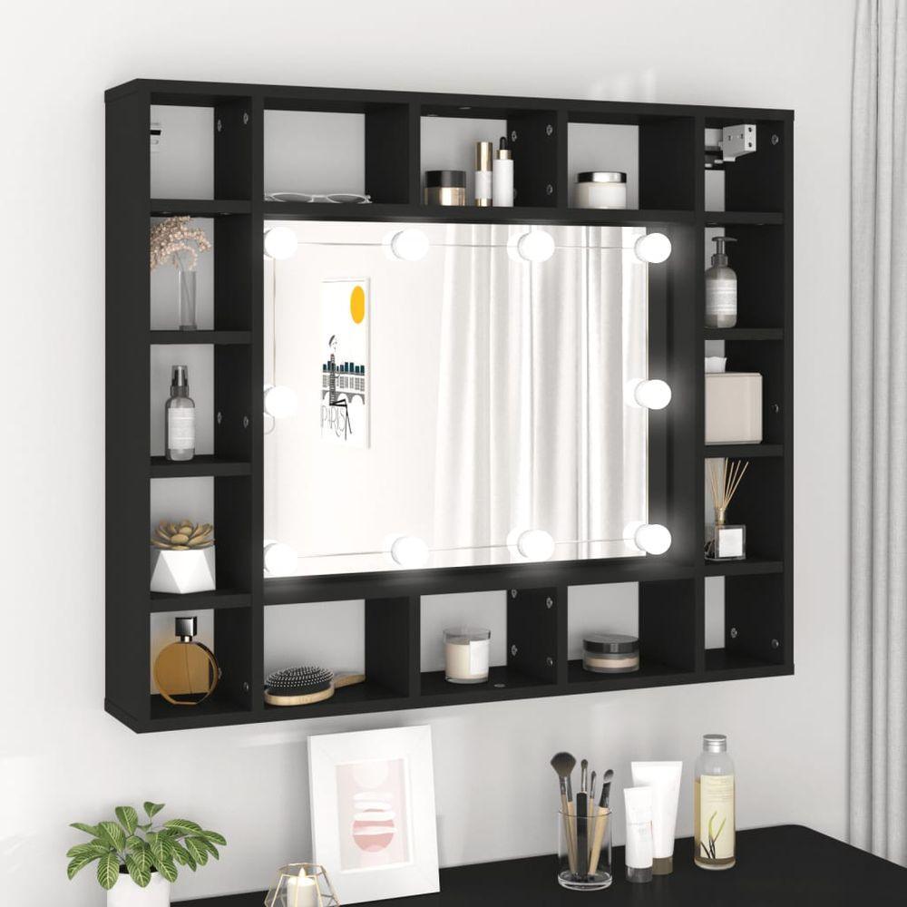 vidaXL LED Mirror Cabinet Black 91x15x76.5 cm vidaXL