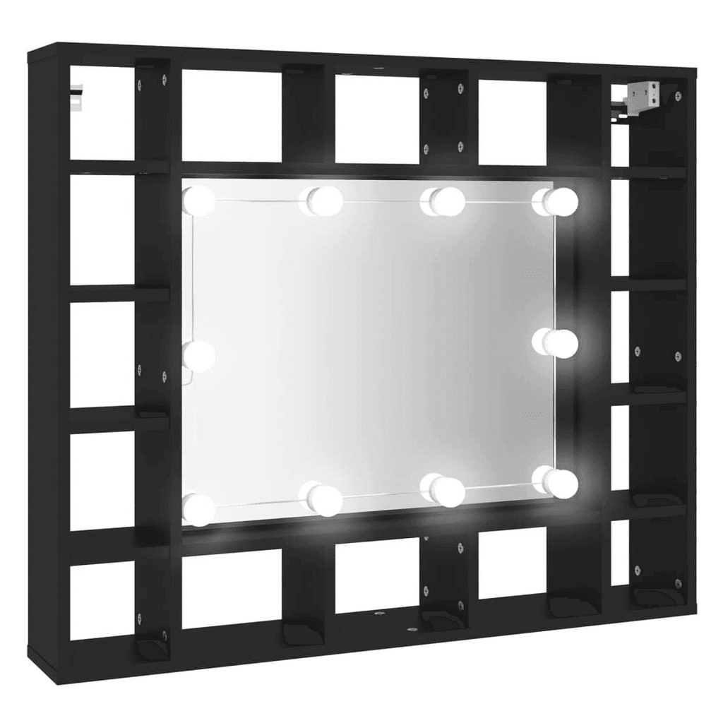 vidaXL LED Mirror Cabinet Black 91x15x76.5 cm vidaXL