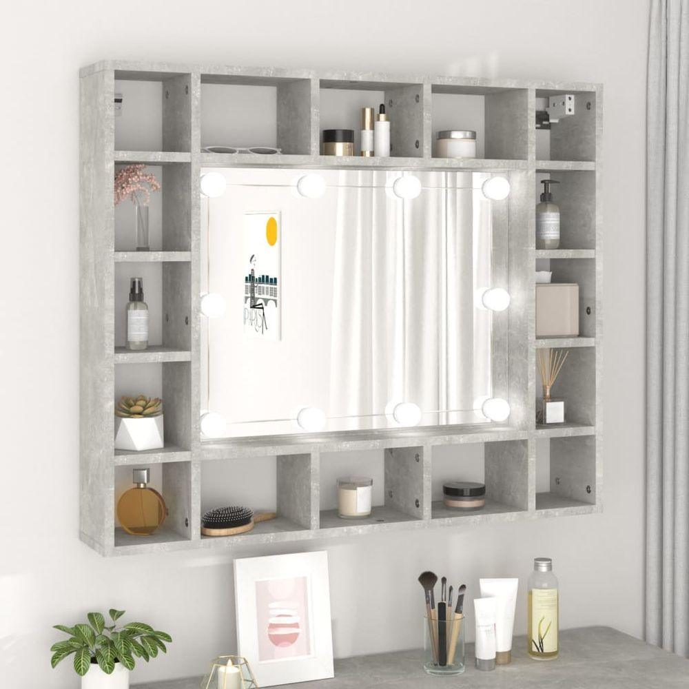 vidaXL LED Mirror Cabinet Black 91x15x76.5 cm concrete grey 1 vidaXL