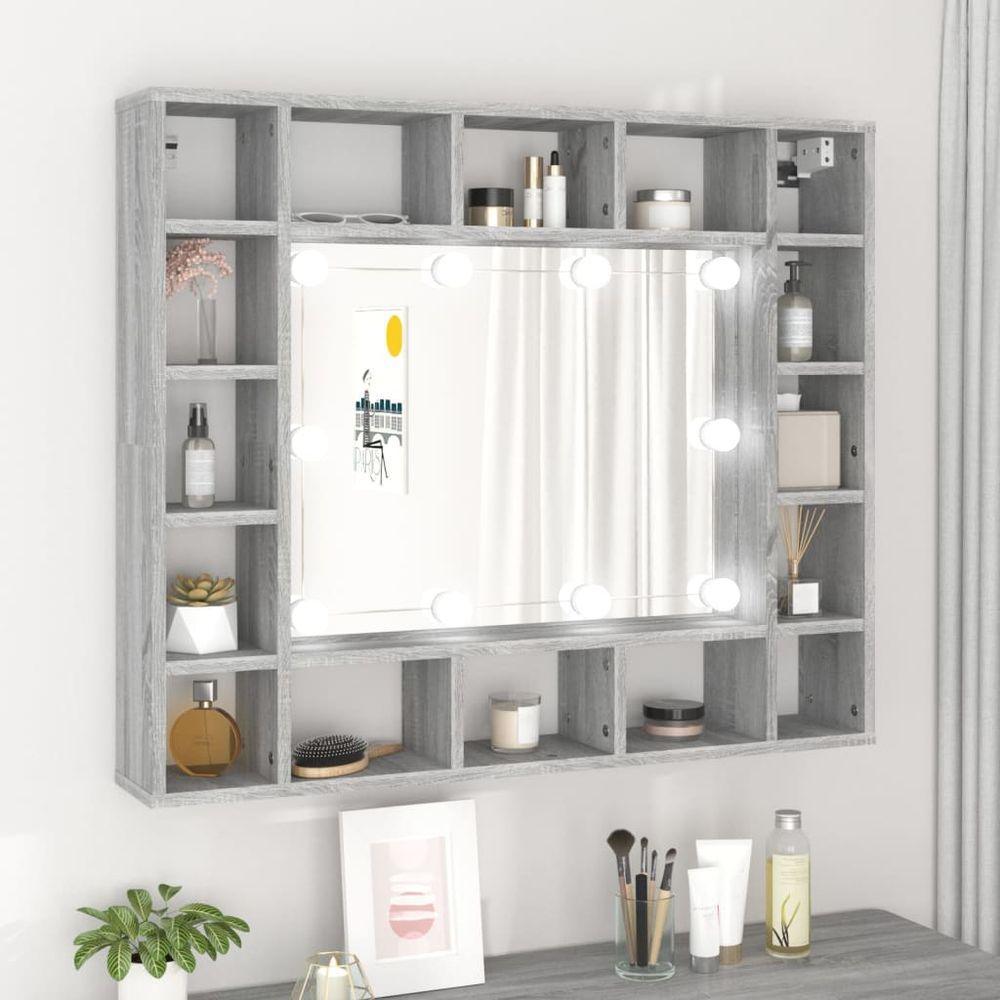 vidaXL LED Mirror Cabinet Black 91x15x76.5 cm grey sonoma 1 vidaXL