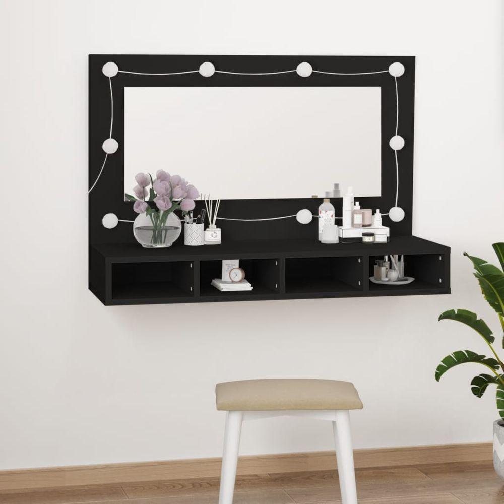 vidaXL Mirror Cabinet with LED Black 90x31.5x62 cm black 1 vidaXL