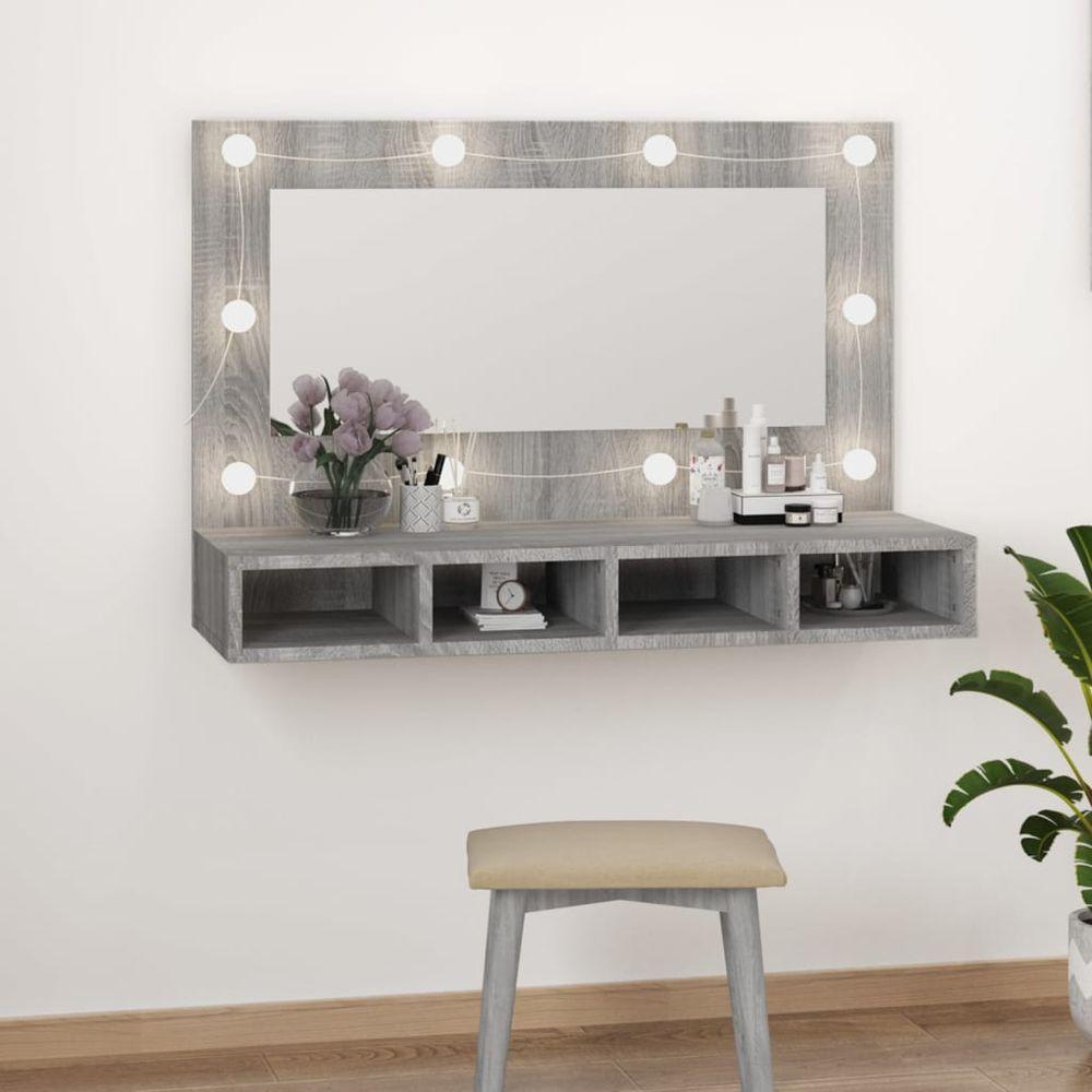 vidaXL Mirror Cabinet with LED Black 90x31.5x62 cm grey sonoma 1 vidaXL