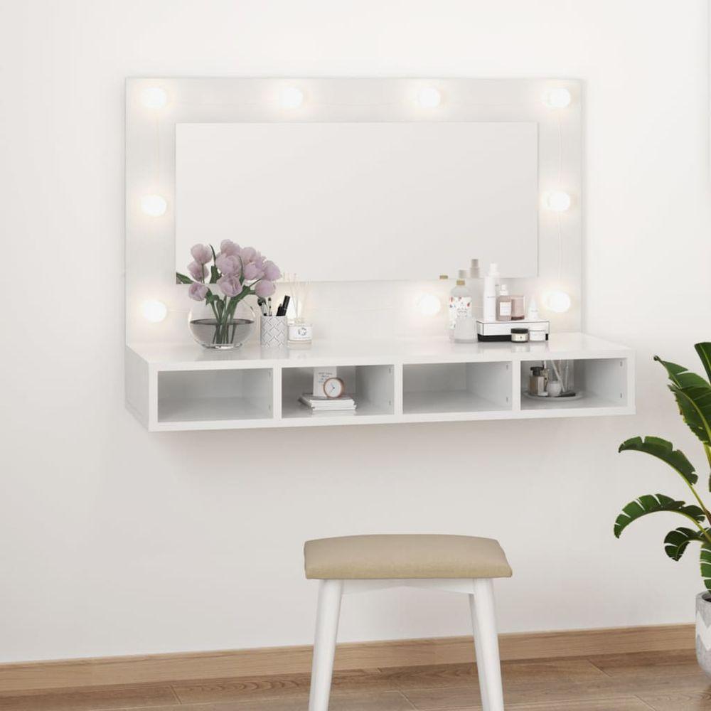 vidaXL Mirror Cabinet with LED Black 90x31.5x62 cm high gloss white 1 vidaXL