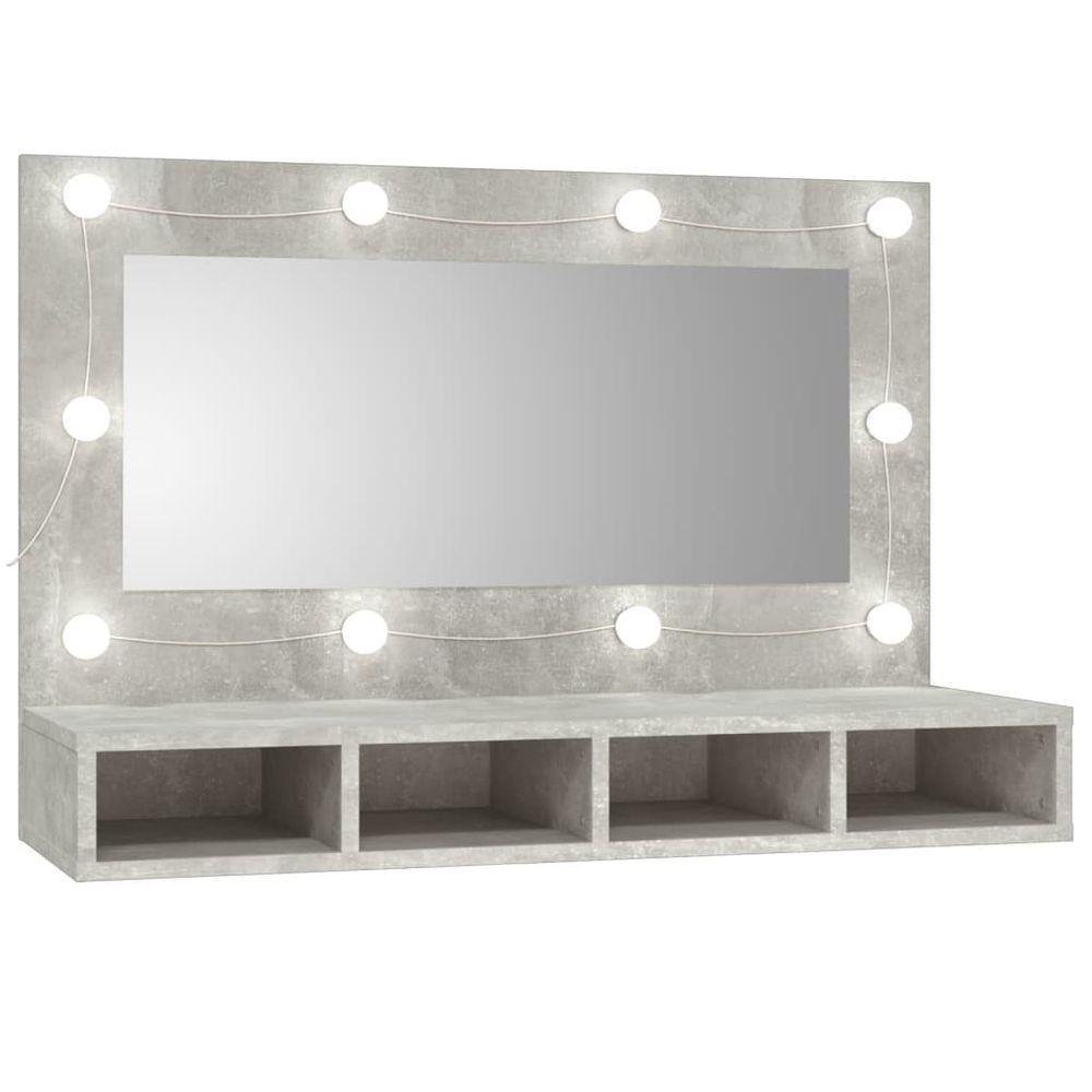 vidaXL Mirror Cabinet with LED Black 90x31.5x62 cm concrete grey 1 vidaXL