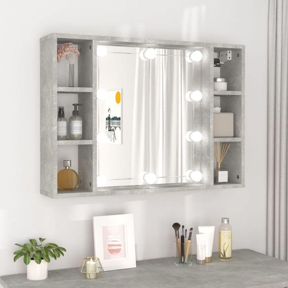 vidaXL Mirror Cabinet with LED Smoked Oak 76x15x55 cm concrete grey 1 vidaXL