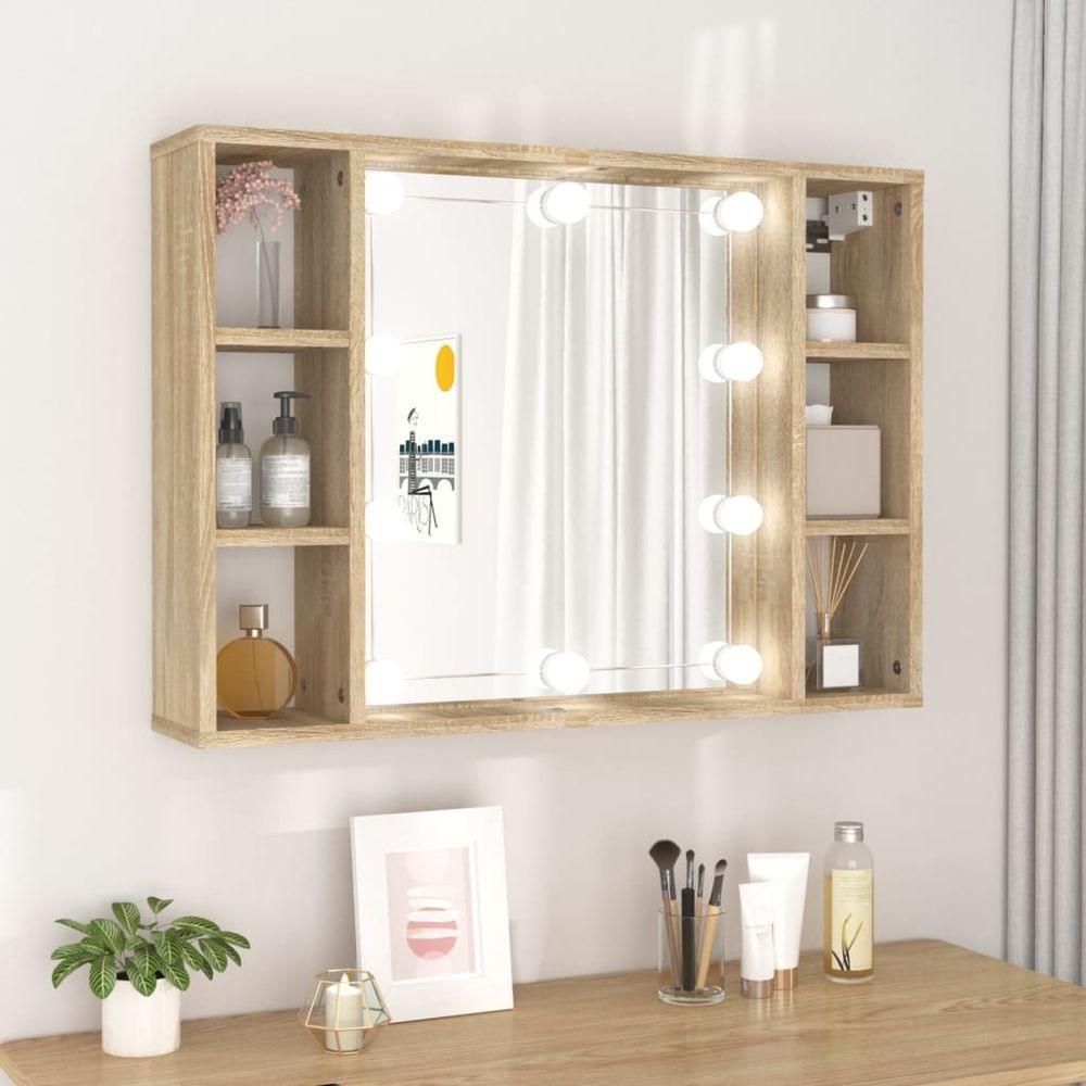 vidaXL Mirror Cabinet with LED Smoked Oak 76x15x55 cm sonoma oak 1 vidaXL