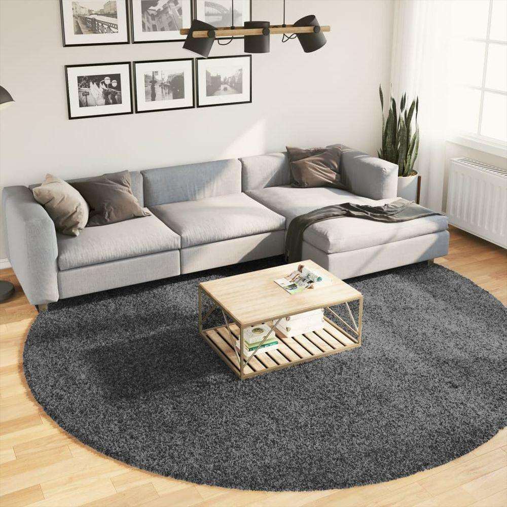 vidaXL Rug OVIEDO Short Pile Anthracite Ø 280 cm vidaXL