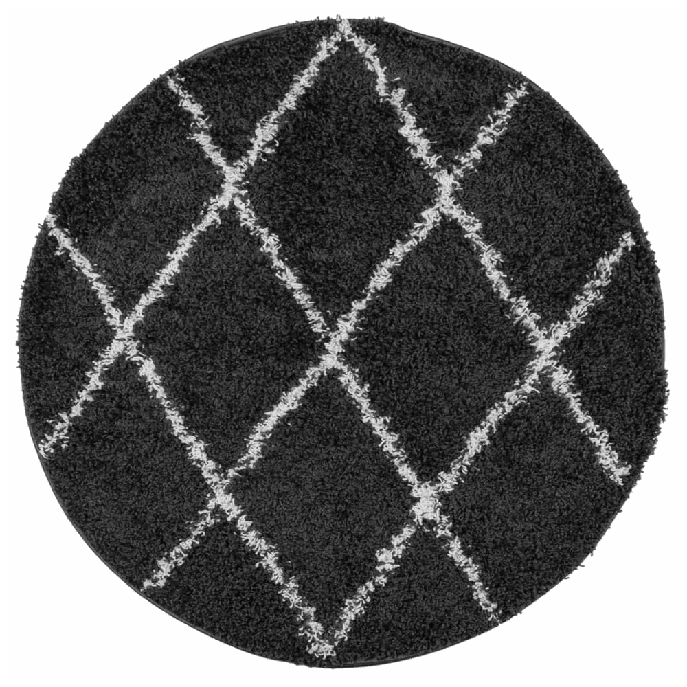 vidaXL Shaggy Rug High Pile Modern Black and Cream Ø 280 cm vidaXL