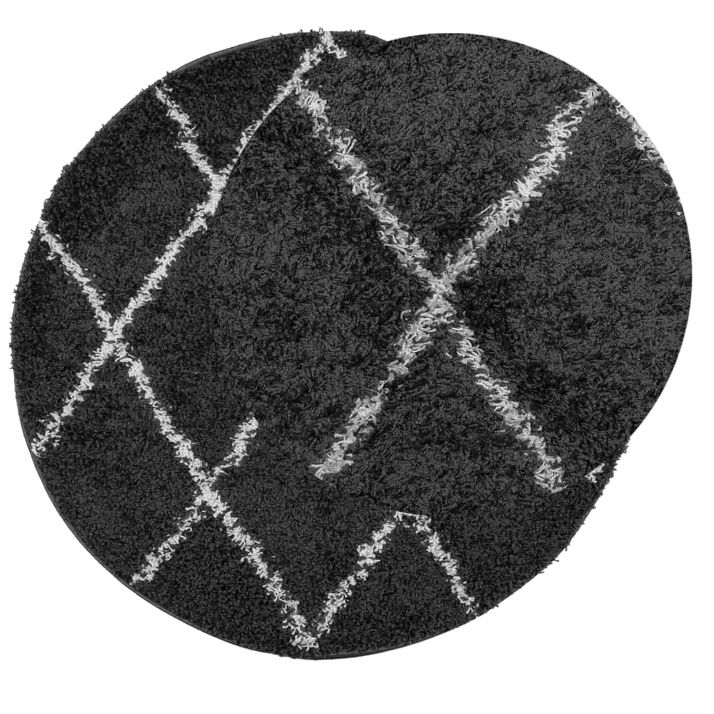 vidaXL Shaggy Rug High Pile Modern Black and Cream Ø 280 cm vidaXL