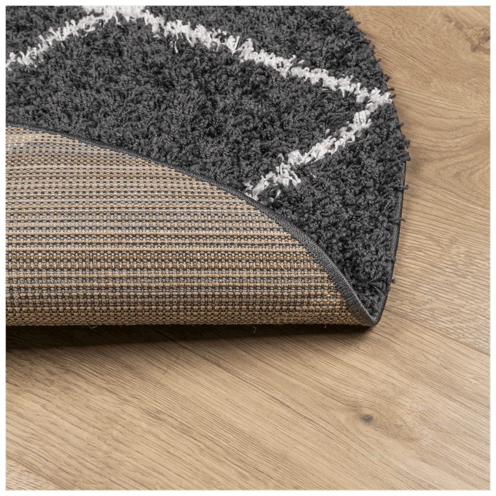 vidaXL Shaggy Rug High Pile Modern Black and Cream Ø 280 cm vidaXL