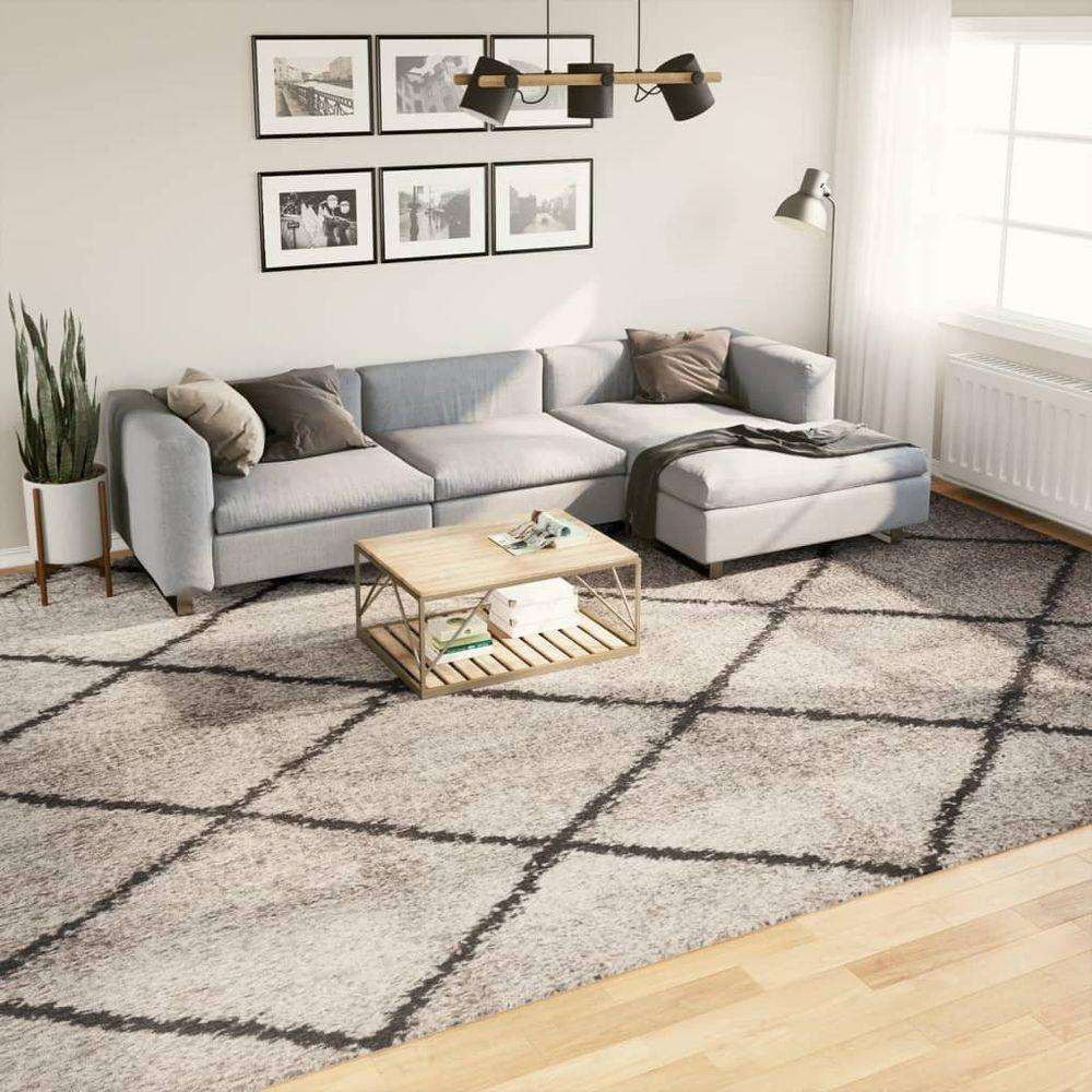 vidaXL Shaggy Rug PAMPLONA High Pile Modern Beige and Anthracite 300x400 cm vidaXL