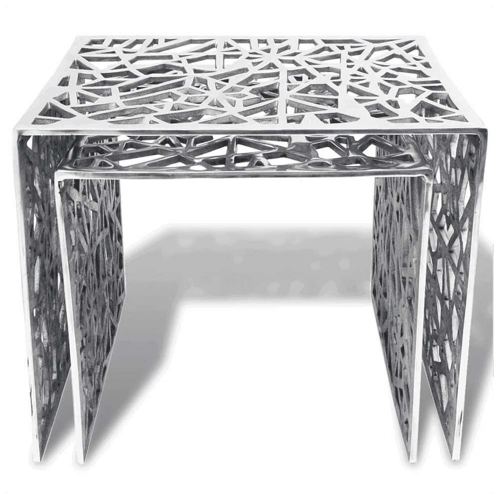 vidaXL Two Piece Side Tables Square Aluminium Silver vidaXL