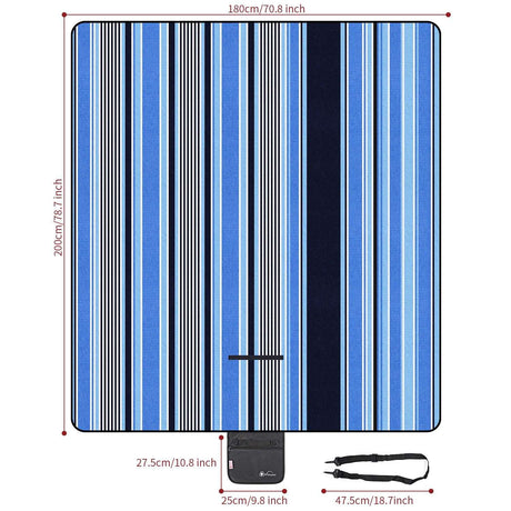 Vinsani Folding Picnic Blanket - Waterproof, Carry Strap Vinsani