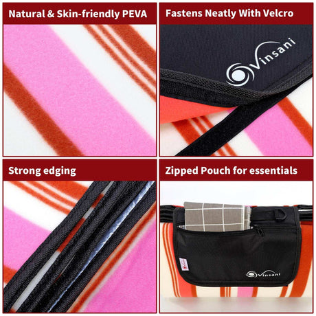 Vinsani Folding Picnic Blanket - Waterproof, Carry Strap Vinsani