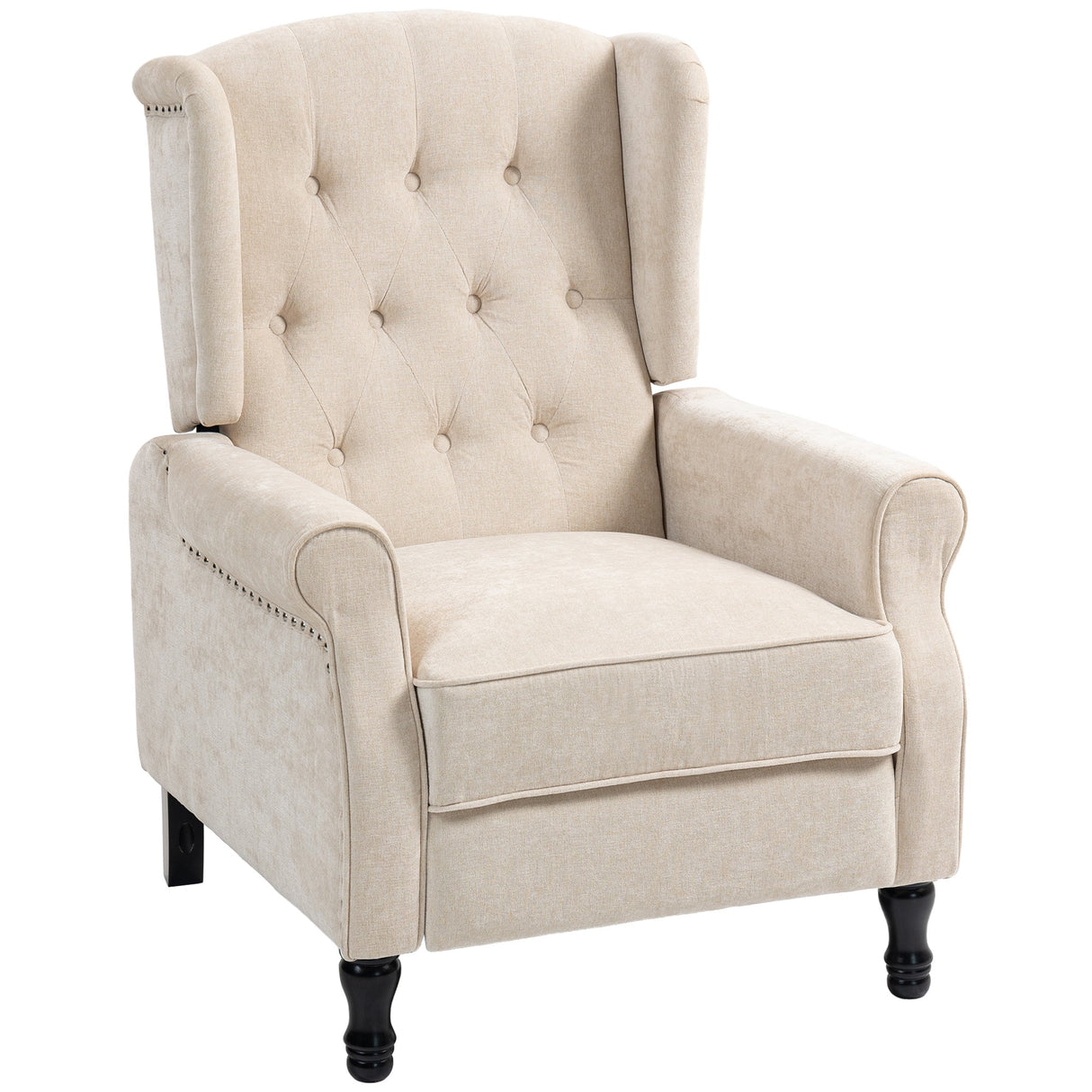Elegant vintage armchair with tufted design and wooden legs for stylish living room seating