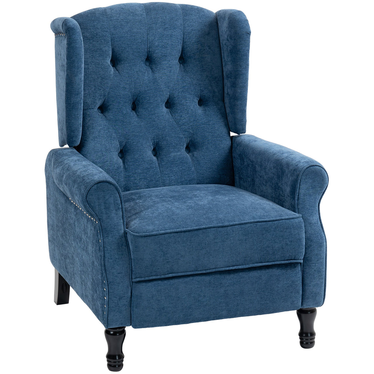 Wise Galleria Vintage Armchair in Blue Upholstery with Button Tufting and Sturdy Legs