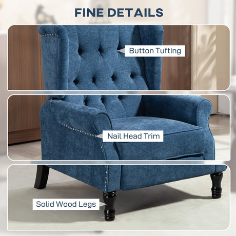 Vintage Armchair with button tufting, nail head trim, and solid wood legs for a classic touch