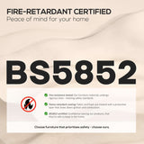 Fire-retardant certification details for a Vintage Armchair ensuring safety for your home