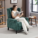 Vintage Armchair in green fabric with button details, perfect for reading and relaxation