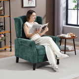 Vintage Armchair in green fabric with button details, perfect for reading and relaxation