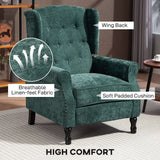 Vintage Armchair in green with breathable linen-feel fabric and soft padded cushion for high comfort