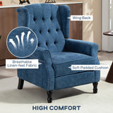 Vintage Armchair with Wing Back, Soft Padded Cushion and Breathable Linen-feel Fabric