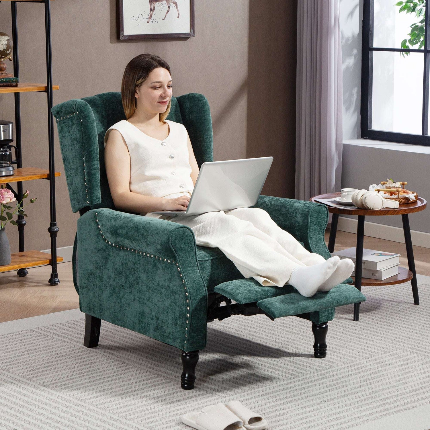 Vintage Armchair by Wise Galleria with a plush design and footrest, ideal for relaxation and comfort
