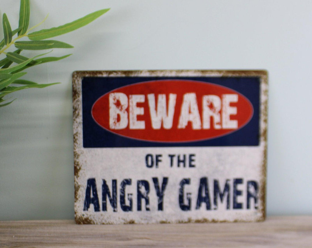 Vintage Metal Sign - Beware Of The Angry Gamer Geko Products