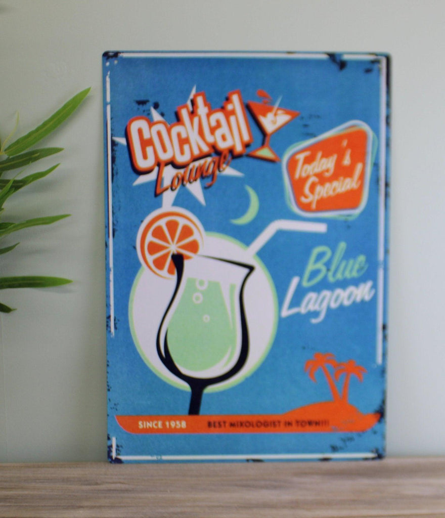 Vintage Metal Sign - Blue Lagoon Cocktail Lounge Geko Products