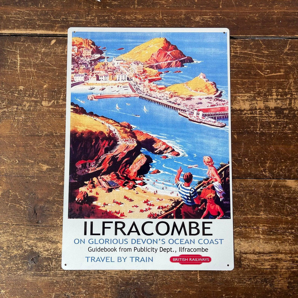 Vintage Metal Sign - British Railways Retro Advertising, Ilfracombe Geko Products