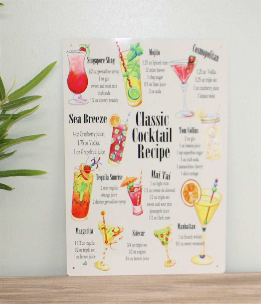 Vintage Metal Sign - Classic Cocktail Recipes Geko Products