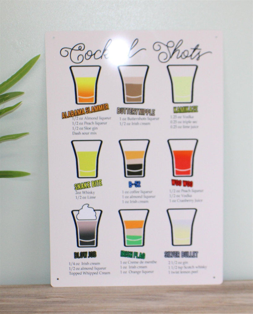 Vintage Metal Sign - Classic Cocktail Shot Recipes Geko Products