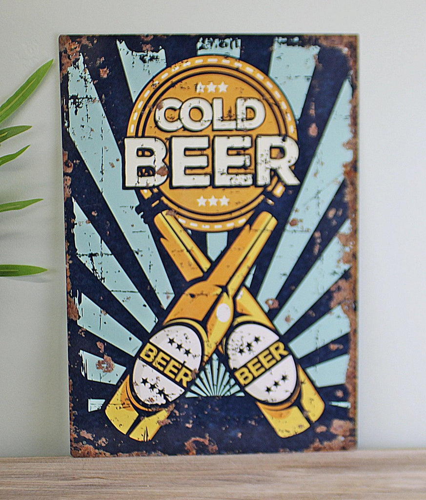 Vintage Metal Sign - Cold Beer Geko Products