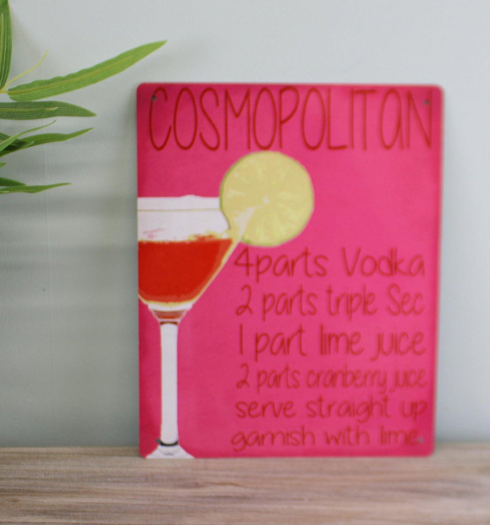 Vintage Metal Sign - Cosmopolitan Cocktail Recipe Geko Products