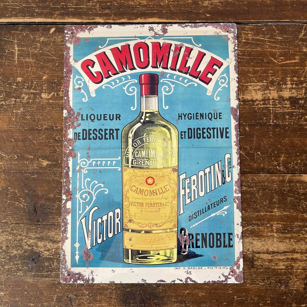 Vintage Metal Sign - Retro Advertising, Camomile Liqueur Geko Products