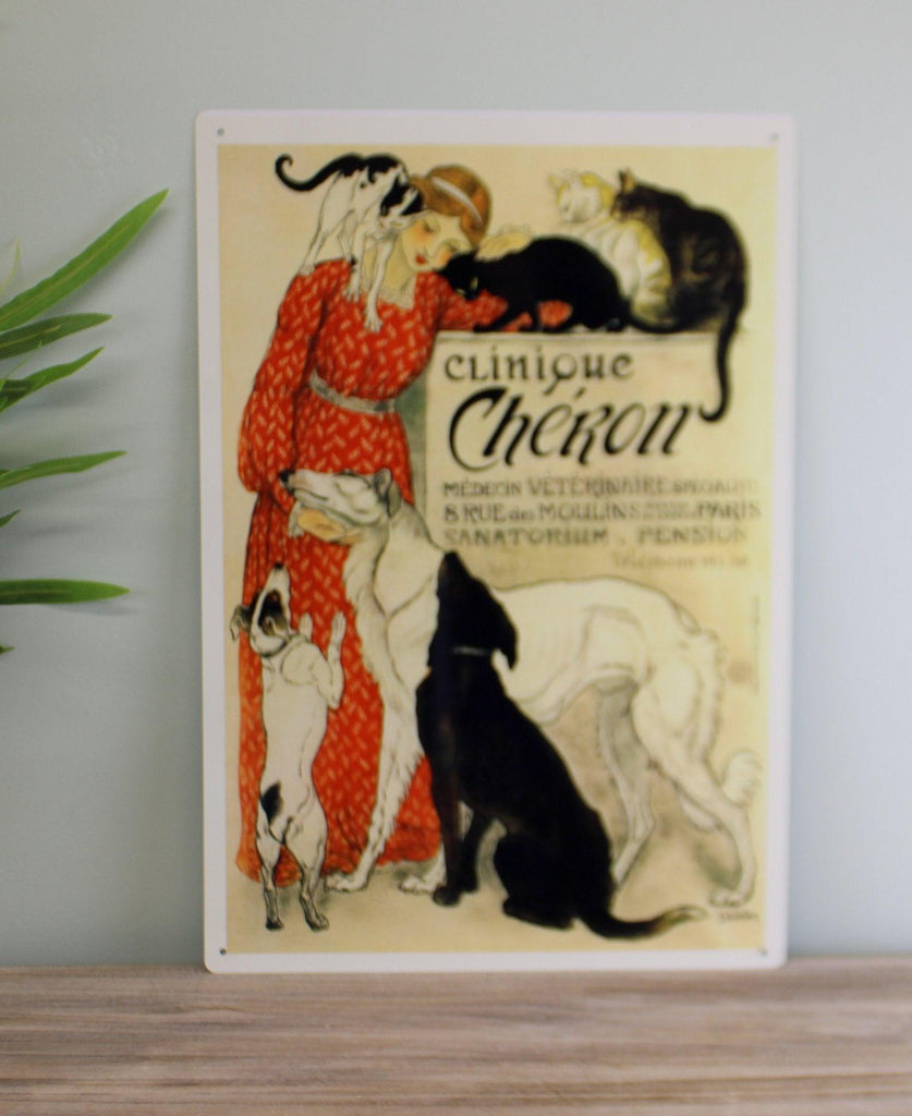 Vintage Metal Sign - Retro Advertising - Clinique Cheron Geko Products