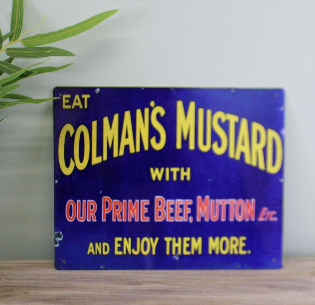 Vintage Metal Sign - Retro Advertising - Colmans Mustard Geko Products