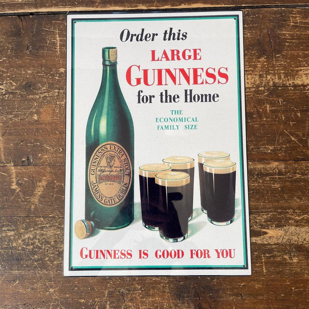 Vintage Metal Sign - Retro Advertising, Large Guinness For Home Geko Products