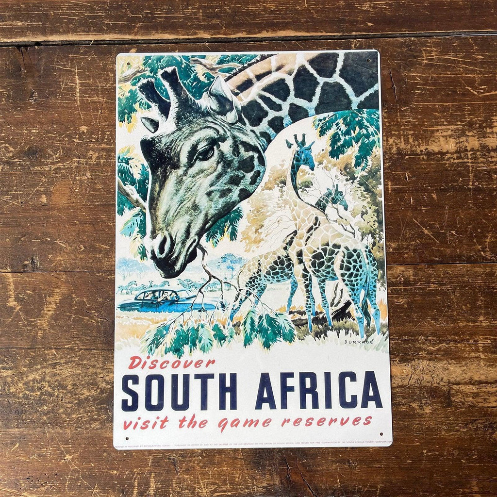 Vintage Metal Sign - Retro Travel Advertising, Visit South Africa Geko Products