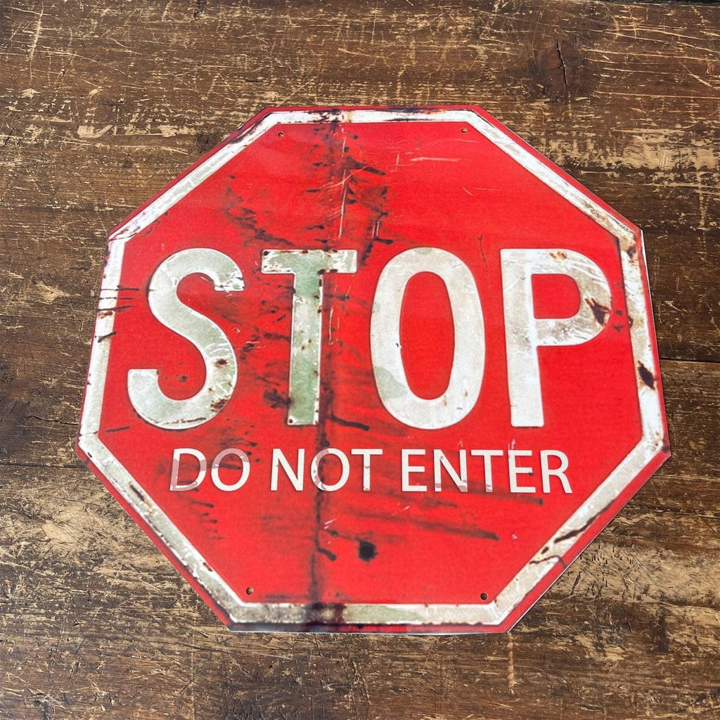 Vintage Metal Sign - Stop, Do Not Enter Sign Geko Products