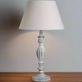 Shades 4 Seasons Rustic White Table Lamp with Fabric Shade BEIGE WOOD Shades 4 Seasons