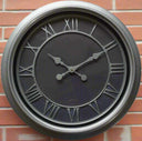 Shades 4 Seasons Black Vintage Roman Numeral Wall Clock SILVER GLASS Shades 4 Seasons