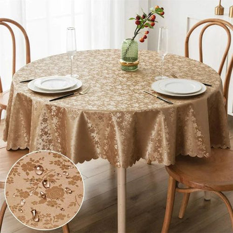 Kitinjoy Waterproof Round Vinyl Tablecloth for Home & Party Use N/A