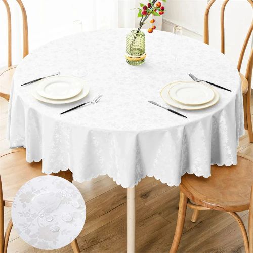 Kitinjoy Waterproof Round Vinyl Tablecloth for Home & Party Use N/A
